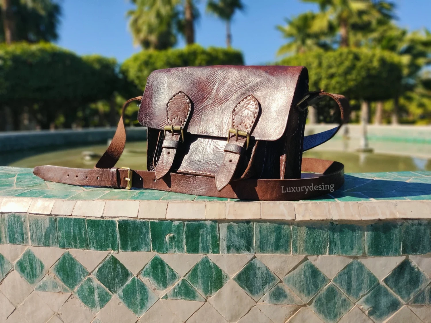 Brown handbag with natural leather, leather unisex bag, vintage style boho shoulder bag, handmade crossbody bag.