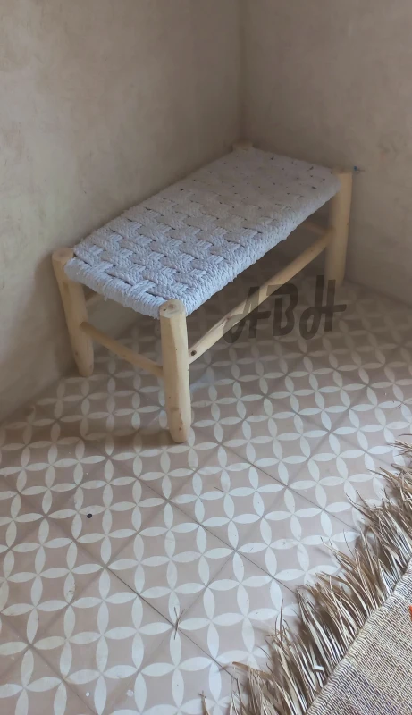 Moroccan wooden Cotton bench